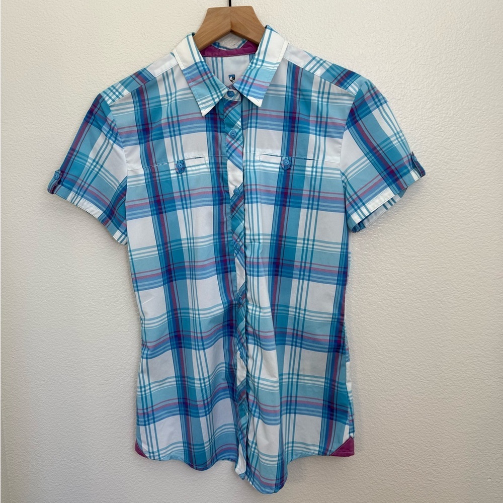 Kuhl Kamp Women Short Sleeve Plaid Shirt Size S